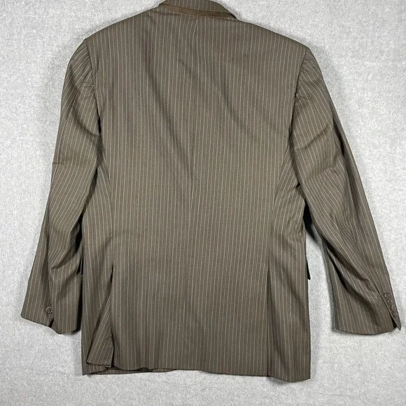 Burberry London 100% Wool Brown Striped Men's Blazer Sport Jacket 40R + Pants - Picture 7 of 14